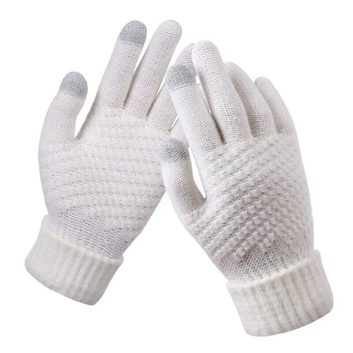 Fashionable Amara knitted gloves, designed for women, touchscreen ready.