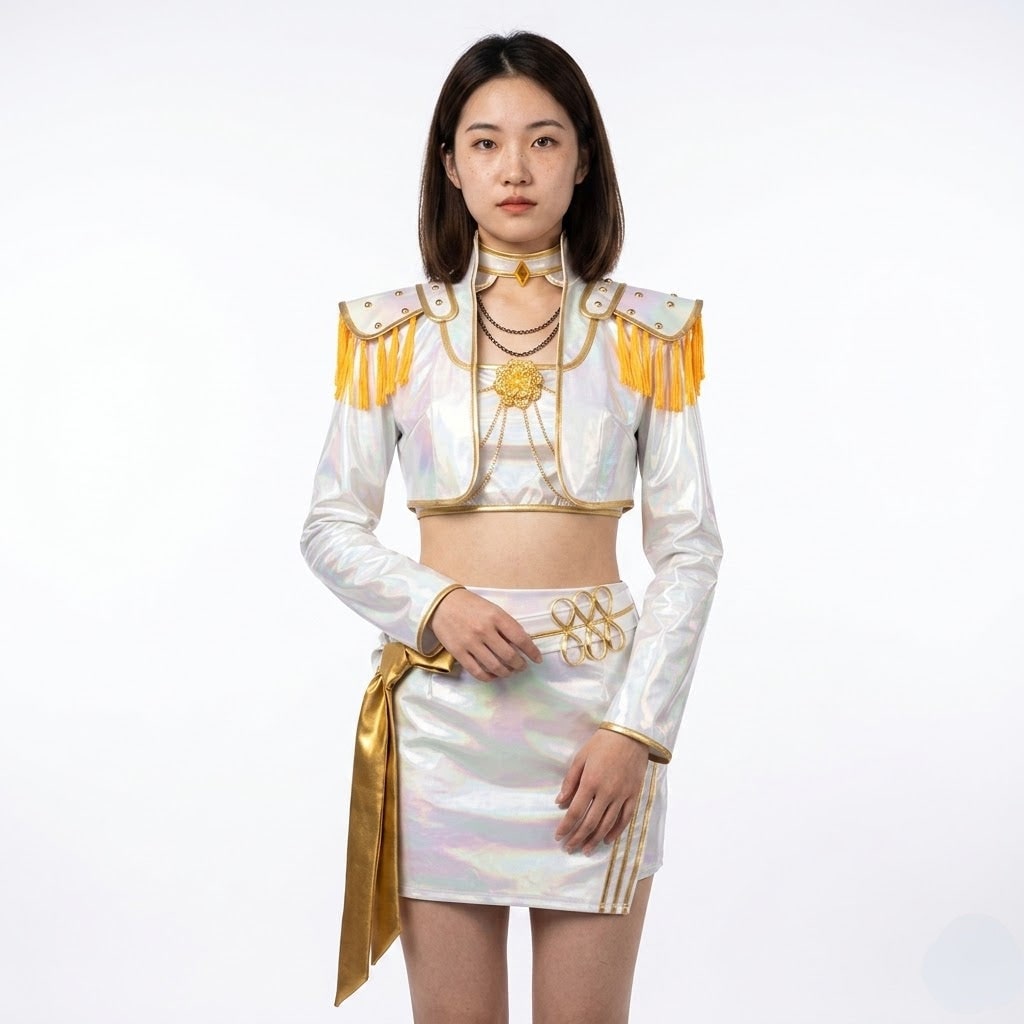 Unisex Kpop Idol Halloween cosplay stage outfit set. Trendy costume for performance & parties.