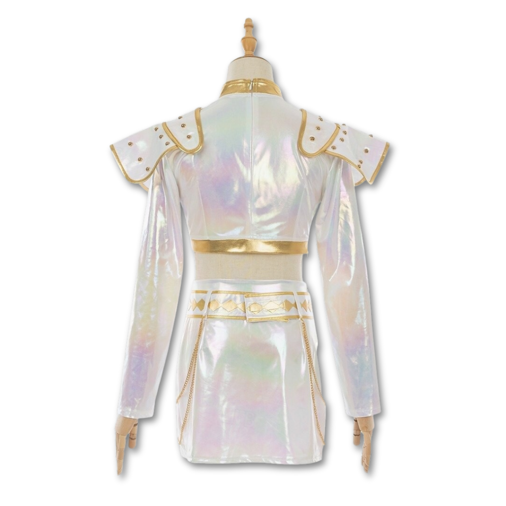Full view of a complete Unisex Kpop Idol Halloween cosplay outfit set. Ready for stage or party.