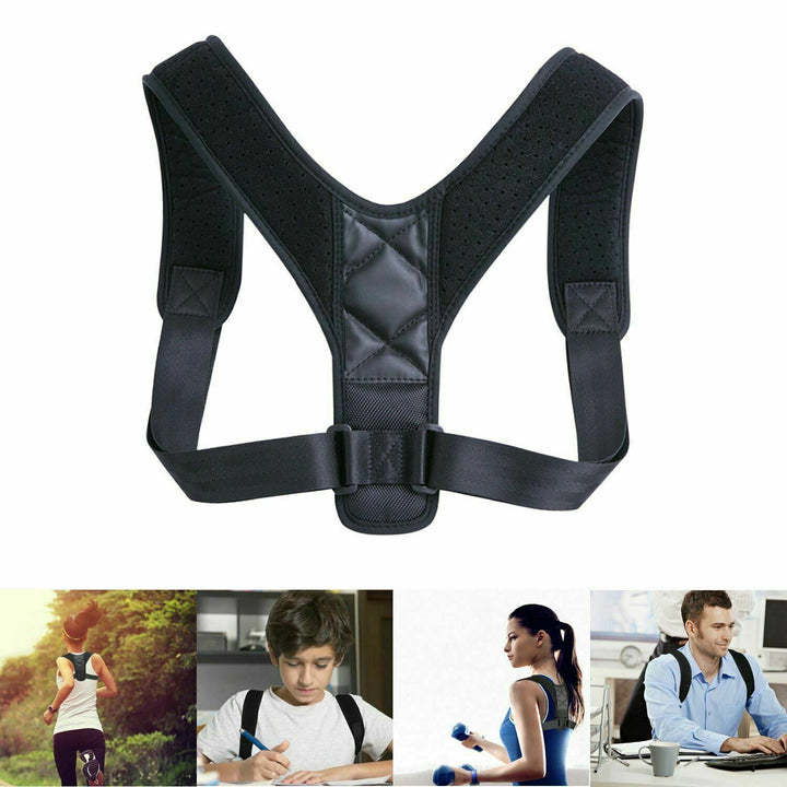 Lightweight posture corrector brace providing gentle yet firm back & neck alignment and support for comfort.