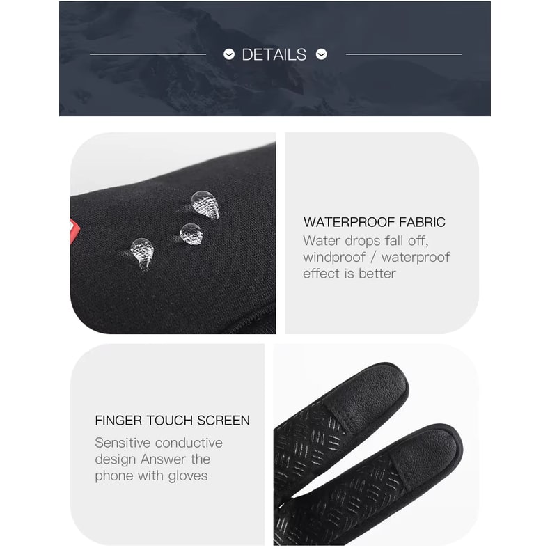 Functional women's touchscreen winter gloves, waterproof & thermal, designed for cold weather protection & use.