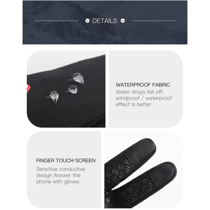 Functional women's touchscreen winter gloves, waterproof & thermal, designed for cold weather protection & use.