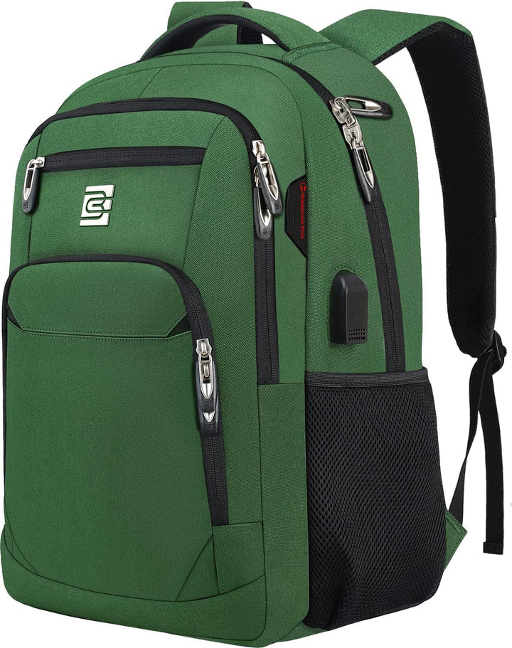 Travel essential: slim anti-theft laptop backpack with USB charging for long journeys.