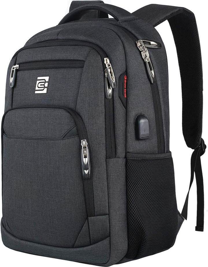 Secure anti-theft daypack for electronics, featuring a laptop sleeve & USB charging.
