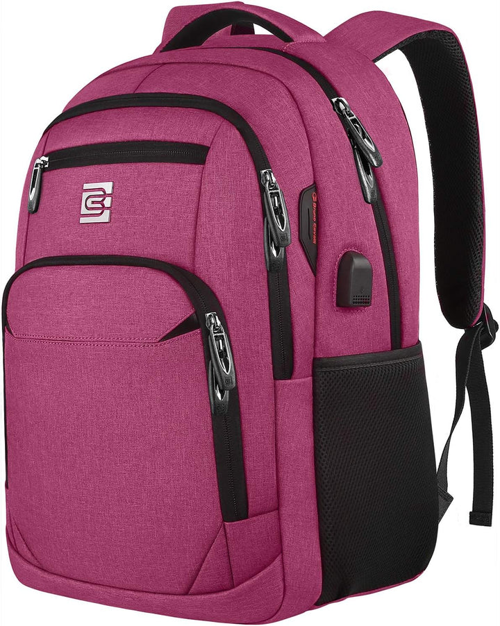 Unisex anti-theft backpack in grey, with USB charging port shown, perfect for daily use.