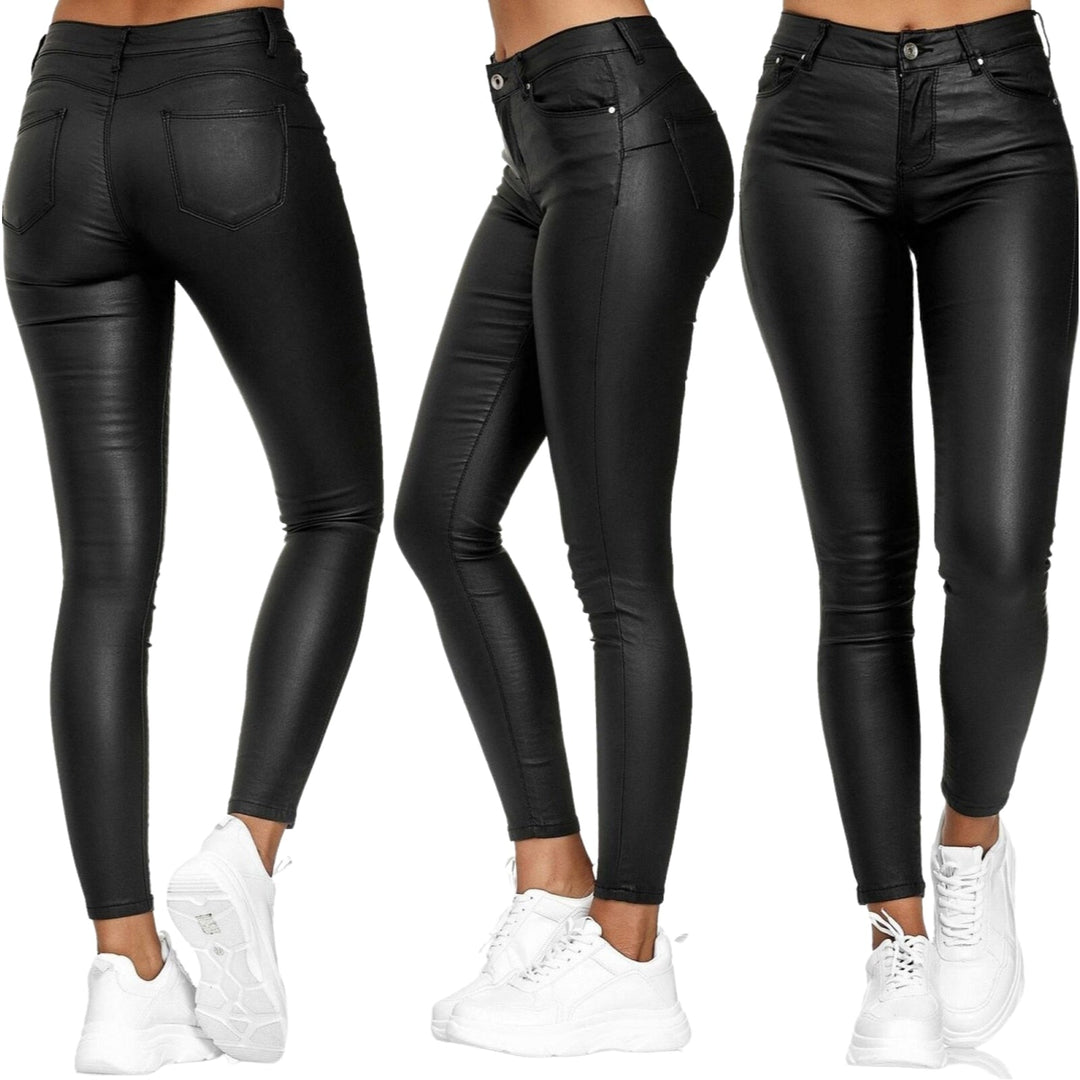 Sculpting slim fit high waist stretch trousers for women, versatile & stylish with pockets.