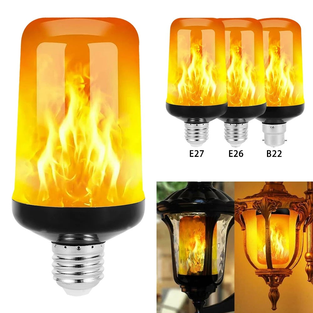 Realistic flickering LED flame effect bulb, a safe alternative to candles for any room.