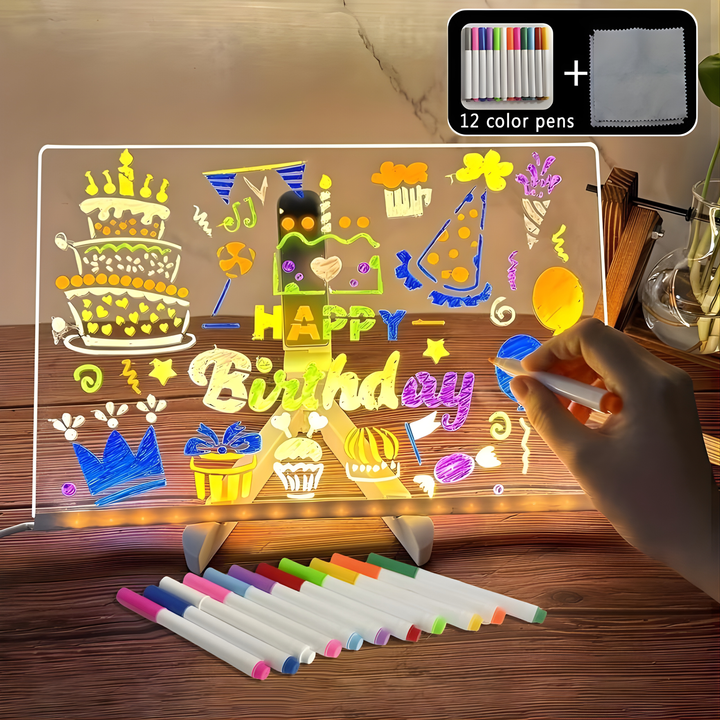 LED neon light board for creative drawing. USB powered acrylic panel for unique art & messages. [[lstfy-media:1]]