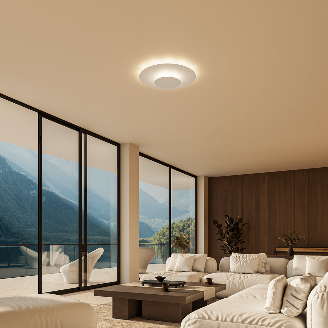 Stylish energy-efficient LED flush mount light, ideal for contemporary home decor and lighting.