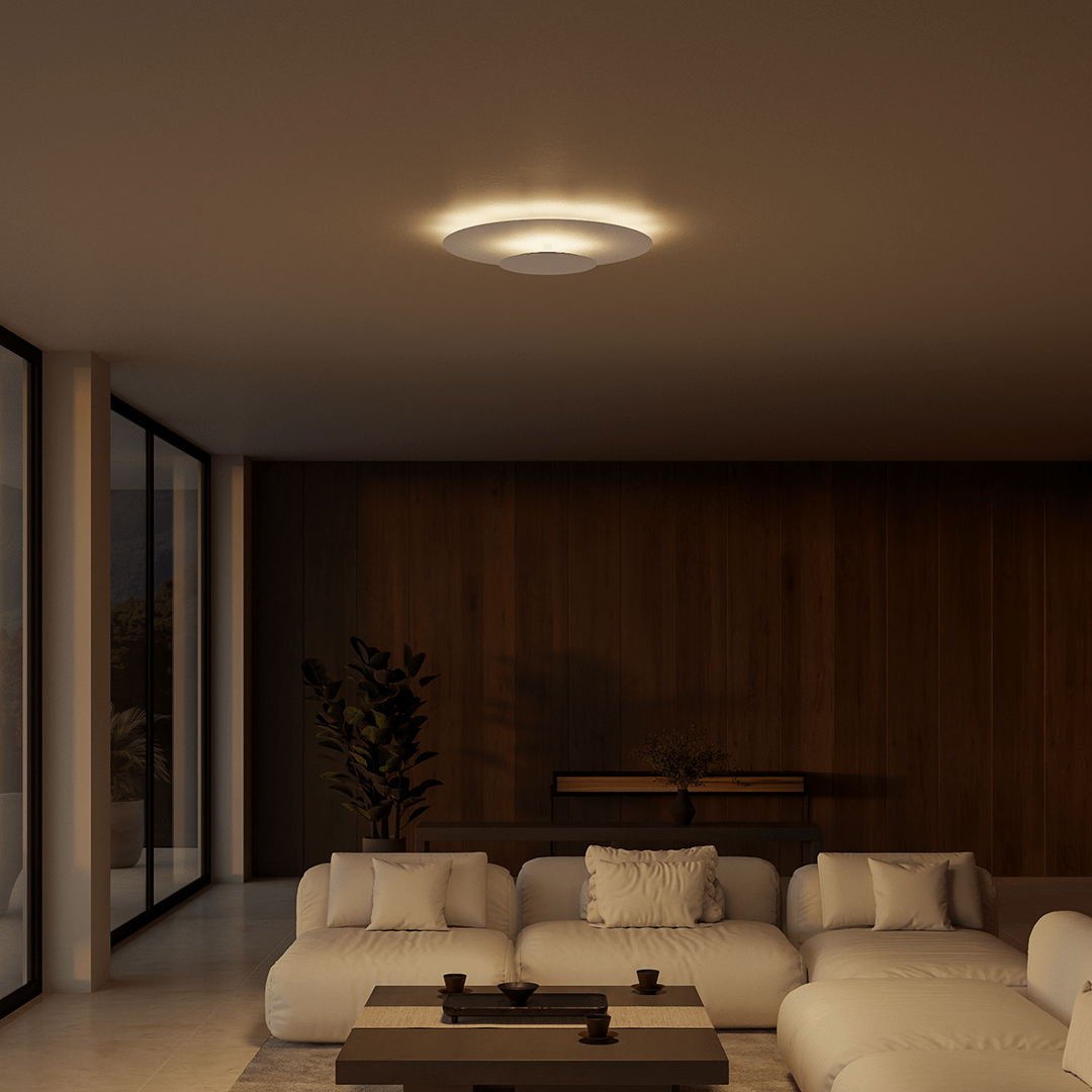 Contemporary LED flush mount ceiling light, enhancing home decor with its sleek design.