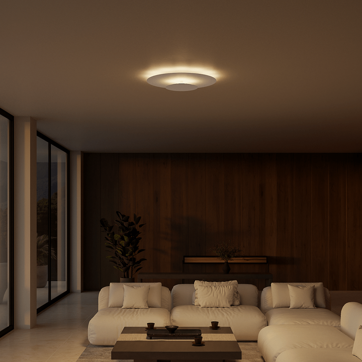 Contemporary LED flush mount ceiling light, enhancing home decor with its sleek design.