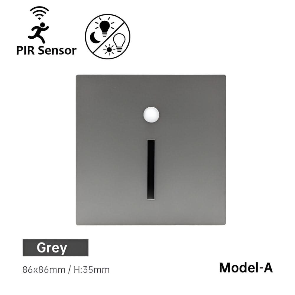 Modern design LED wall light with motion sensor for indoor stairs and hallways, enhancing home safety.