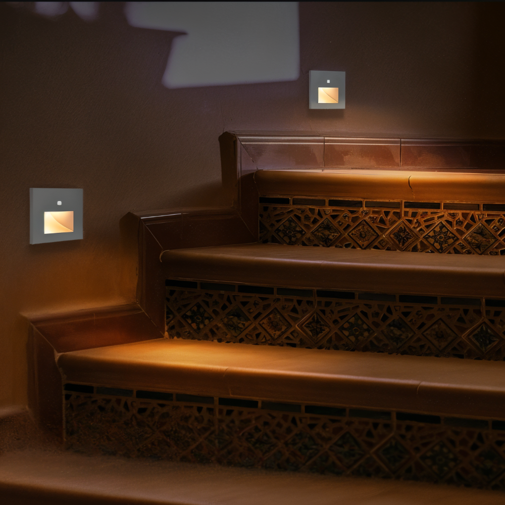 Modern LED motion sensor stair light, ideal for illuminating indoor hallways and enhancing home safety.