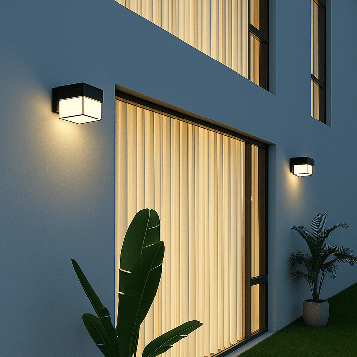 Stylish black LED garden wall light featuring a responsive motion sensor & energy efficiency.