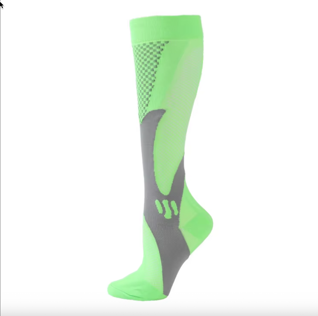Wellness compression socks for athletic recovery, reducing leg fatigue & promoting healthy circulation.