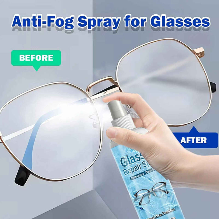 Crystal Clear Multi-Surface Lens Cleaning Spray for smudge-free lenses, phone screens, and optics.