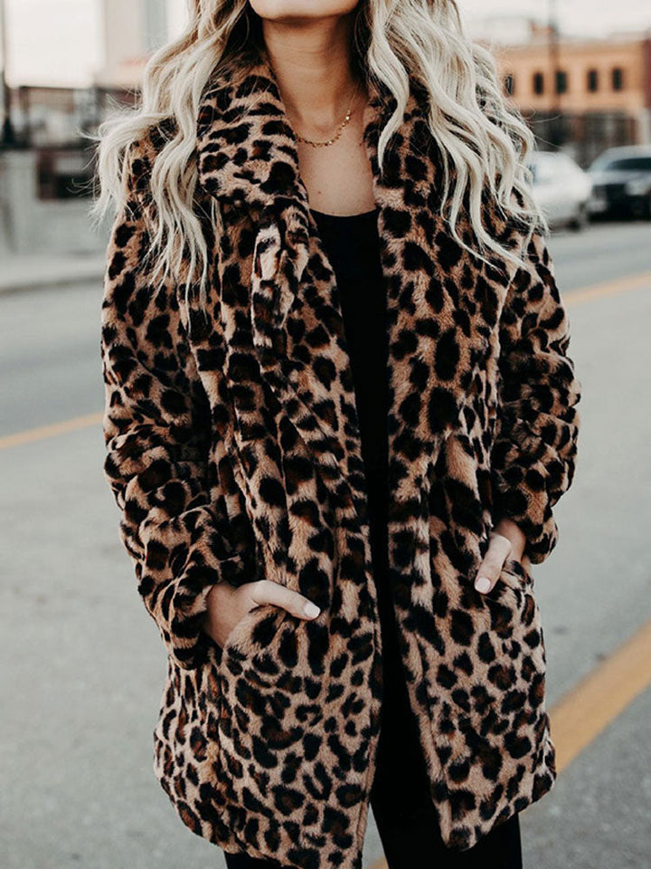 Stylish women's leopard print outerwear, perfect for staying warm and chic in winter.