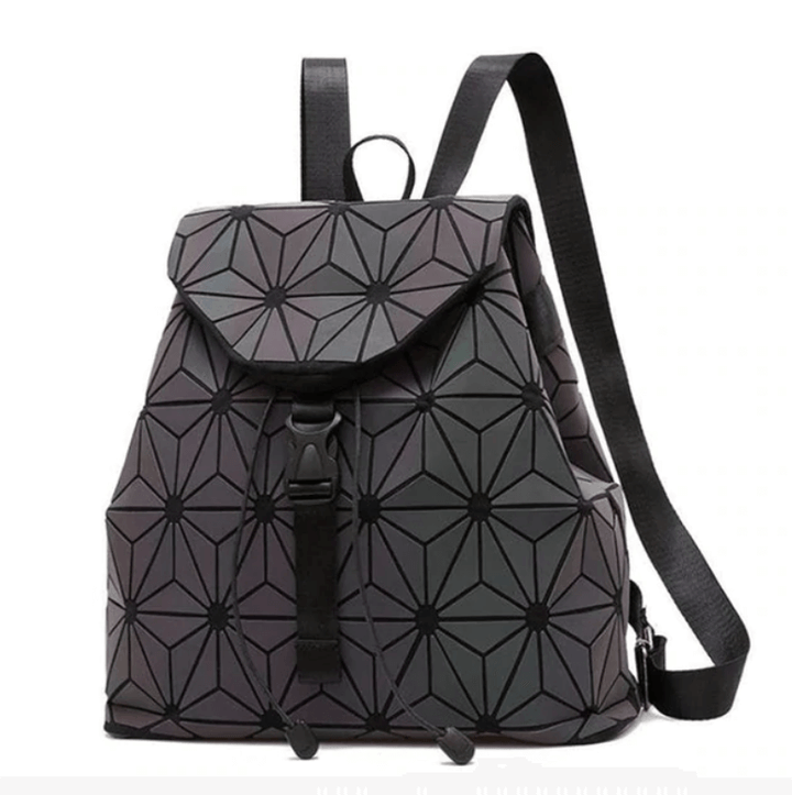 Women's fashion backpack: reflective, geometric, & color-changing for a standout style.