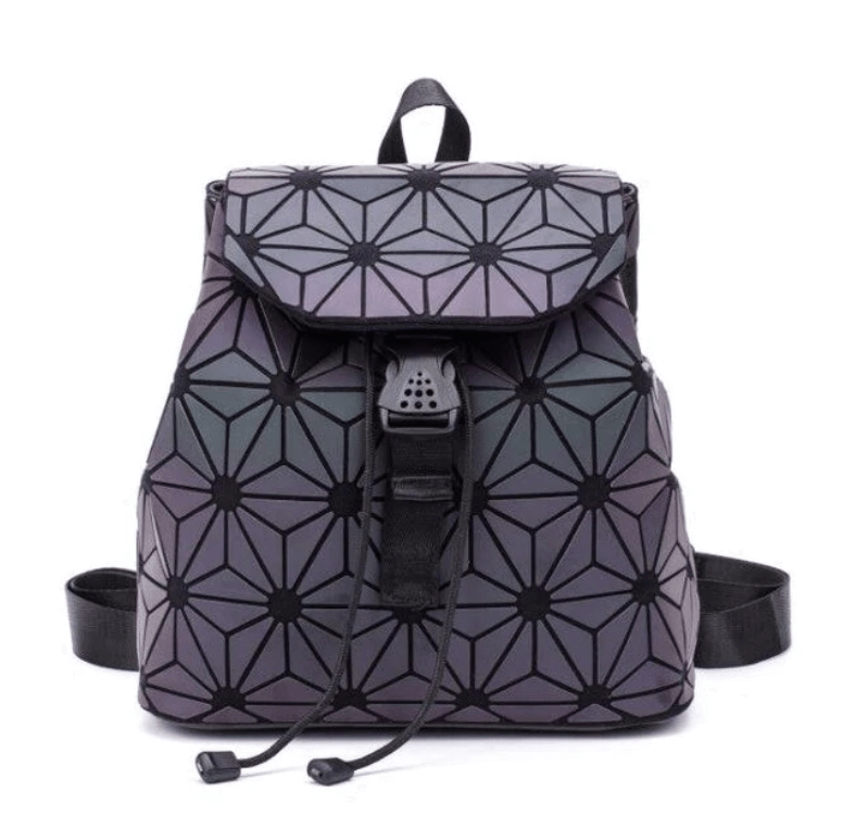 Luminous women's geometric travel bag, reflects light and changes colors for a unique look.