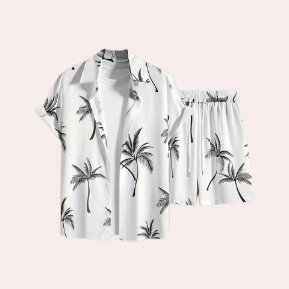 Men's Elias casual summer outfit set, featuring a lightweight, breathable shirt and matching shorts.