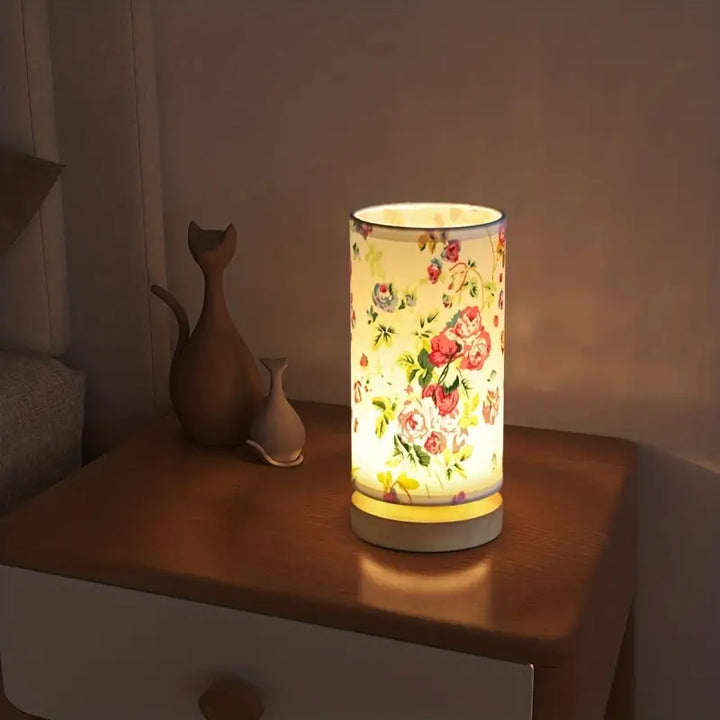 Modern LinoGlow linen look night light. Perfect decorative bedside lamp for soft, ambient bedroom lighting.