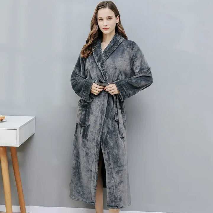 Close-up of soft Lisanne Bliss bathrobe fabric, cozy women's loungewear for relaxing.