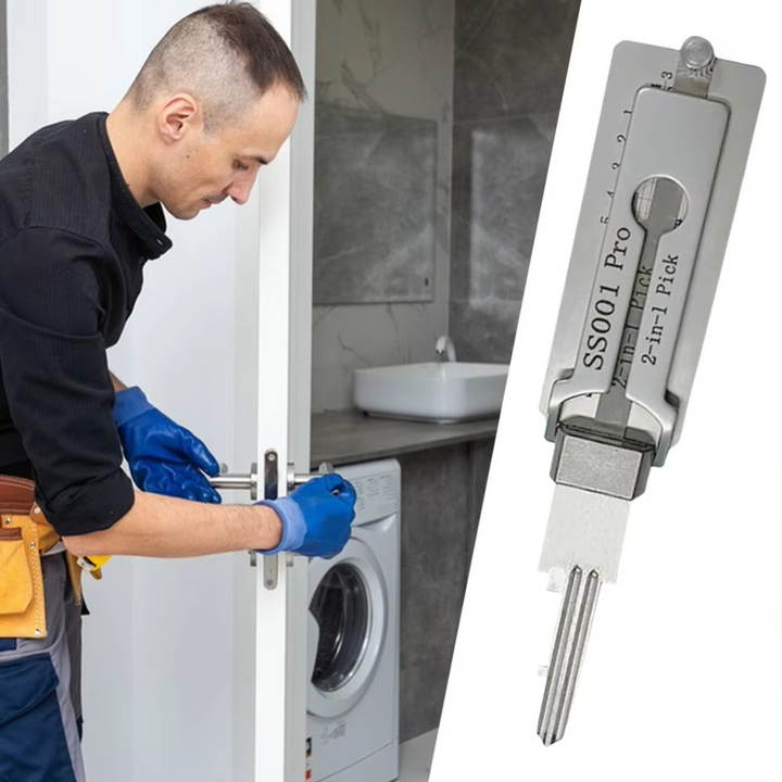 Stainless steel locksmith key decoder & picking set, a professional precision tool for efficient lock opening.