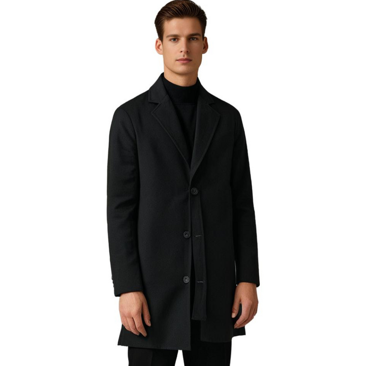 Warm men's outerwear, a long winter jacket for extreme cold, offering heavy-duty protection.