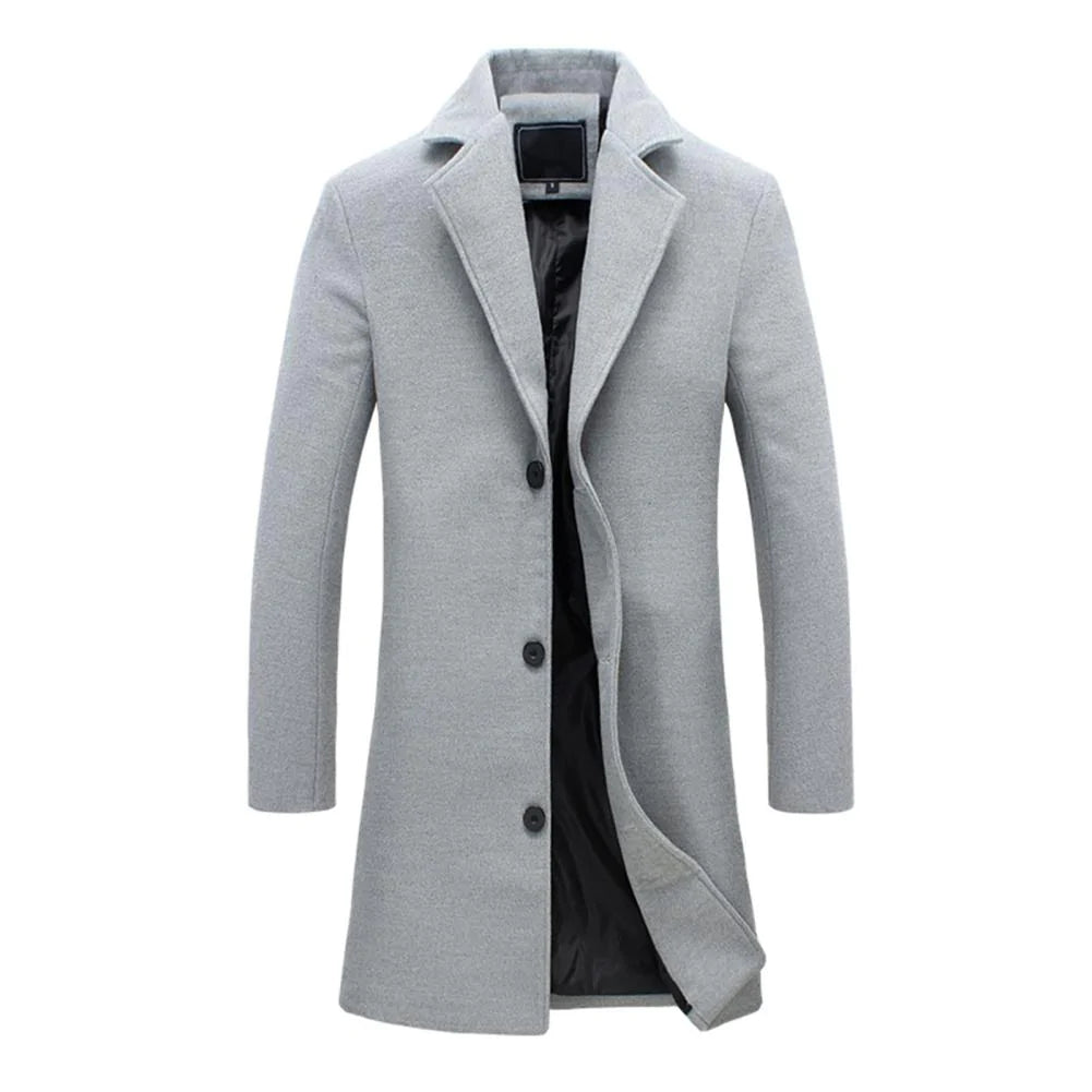 Stylish men's heavy winter coat, full-length for ultimate warmth in fall & winter fashion.