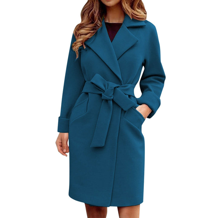 Stylish women's long Sienna winter trench coat, ideal warm outerwear jacket for elegant cold weather looks.
