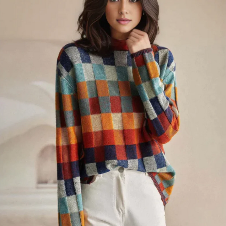Luxe Aurora cashmere turtleneck sweater for women, elegant & warm winter fashion.