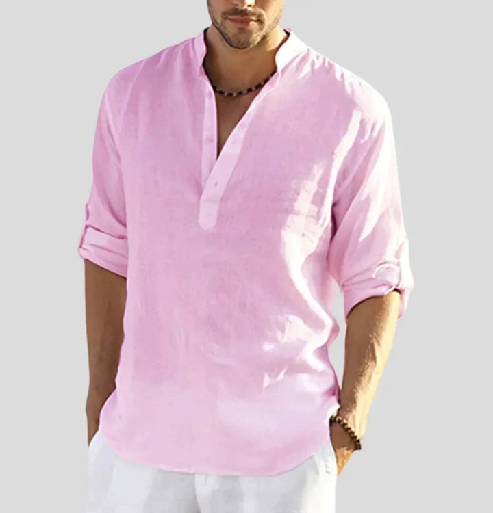 Premium Men's Luxe Linen Shirt by Hugo. Elegant button-up top, offering sophisticated style & comfort.