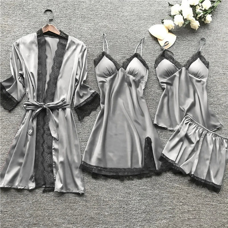 Premium women's satin pyjama set, perfect for elegant home wear and luxury comfort. Relaxed and stylish.