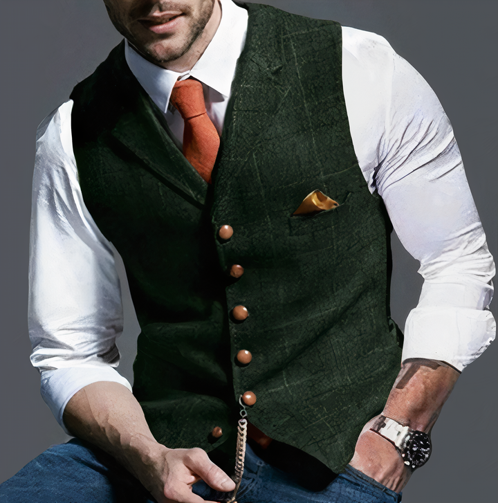 Distinguished men's checked vest, a statement piece for classic attire and smart fashion.
