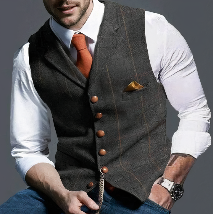 Comfortable Edward men's checked waistcoat, offering elegant style for a formal or casual outfit.