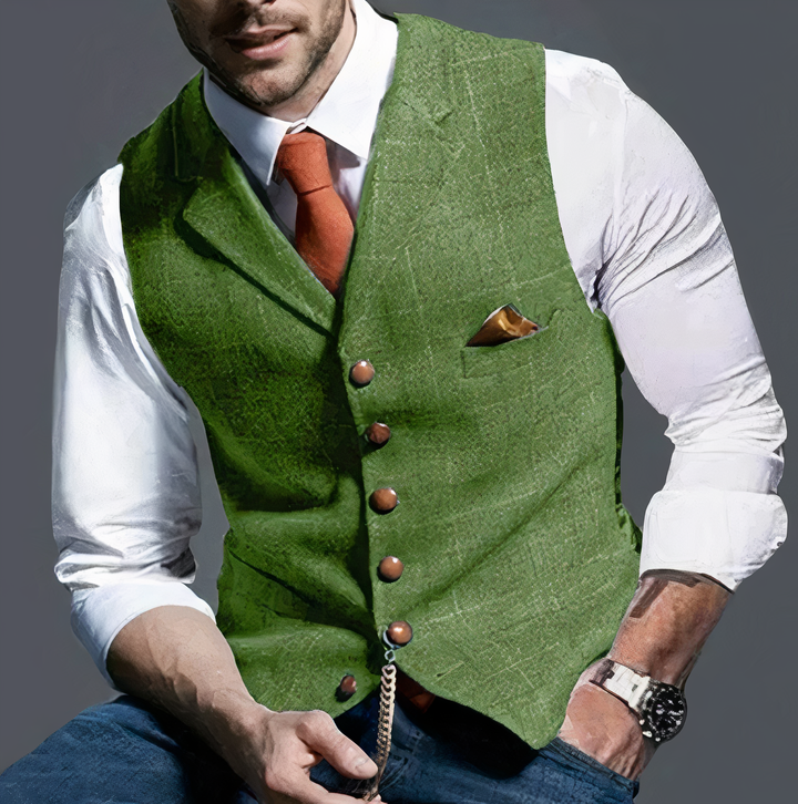 Luxurious checked men's waistcoat, ideal for smart casual or formal gentlemen's fashion.