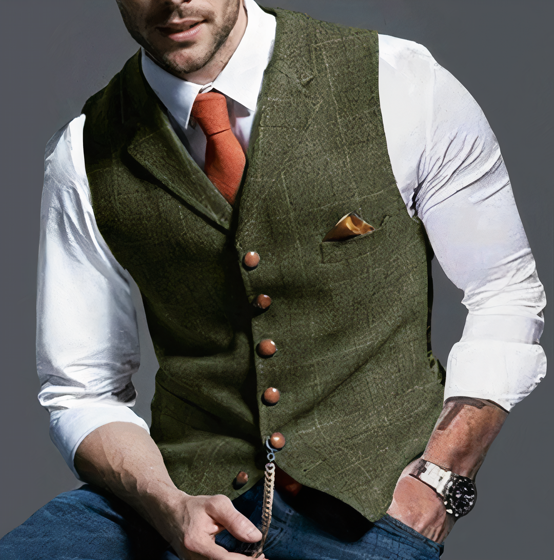 Stylish men's Edward waistcoat featuring a classic checked pattern, enhancing any outfit.