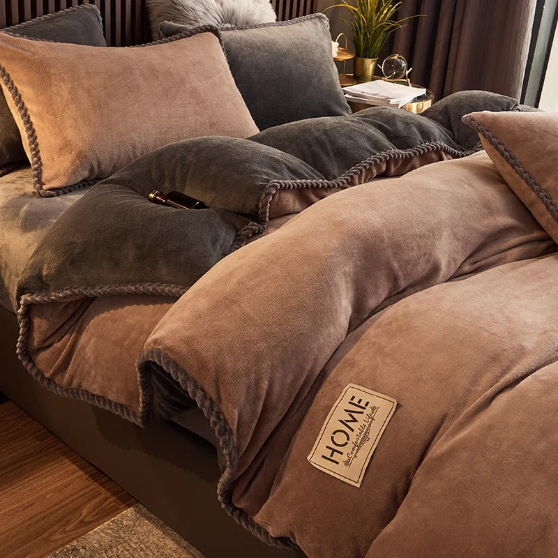 Indulge in a warm velvet fleece duvet cover set for a luxurious and comfortable night's sleep.