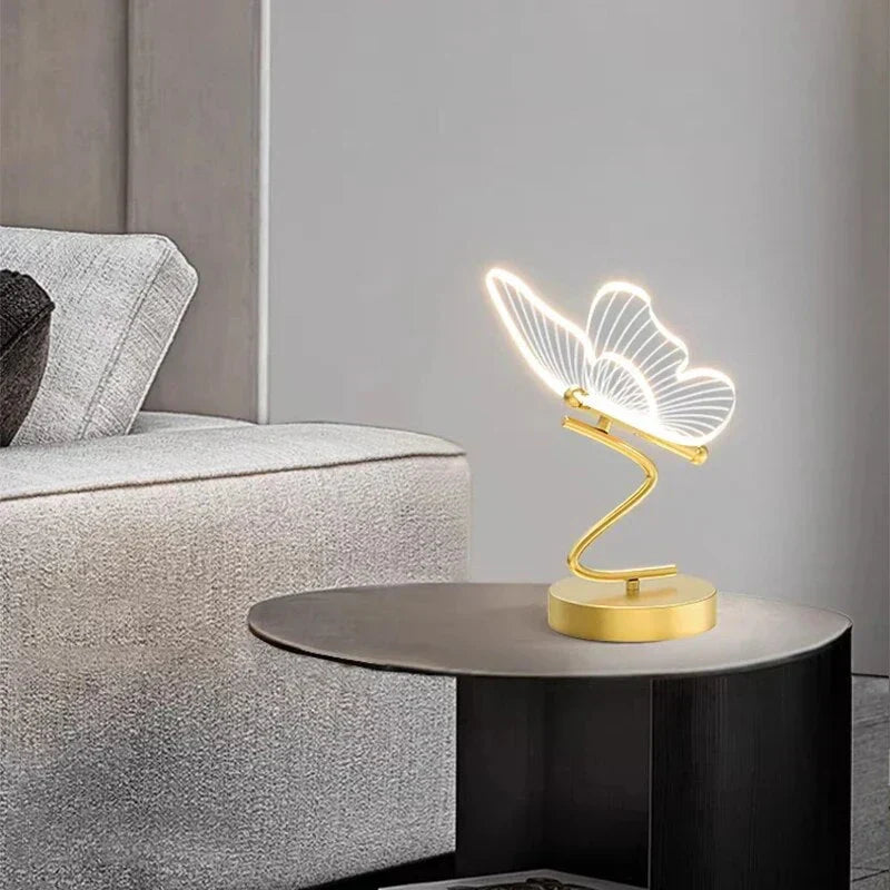 Stylish butterfly LED table lamp, a unique piece of modern lighting. Enhances home decor as a decorative light for any room.