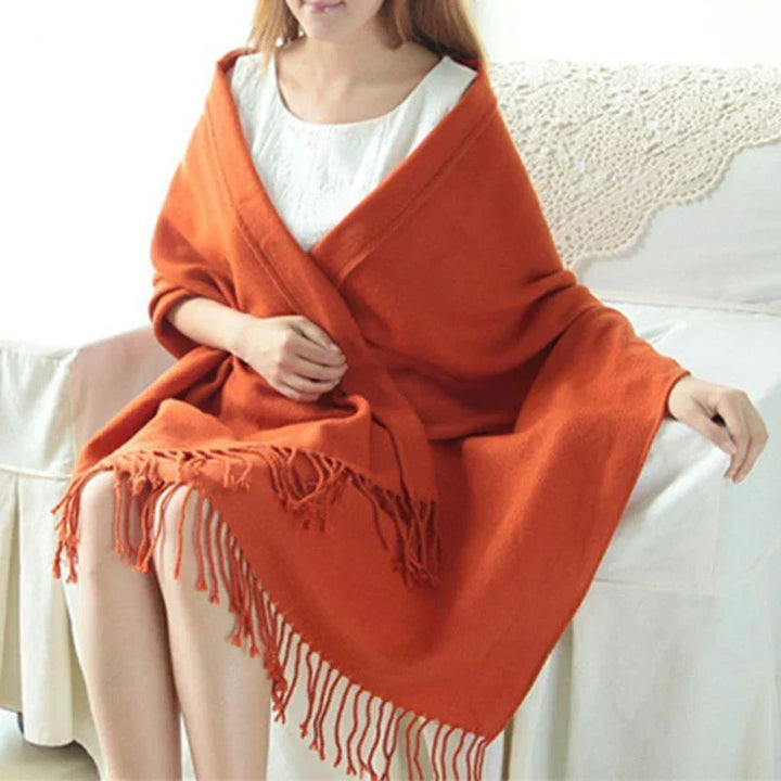 Cozy women's luxury cashmere plaid scarf, perfect for adding warmth & elegance.