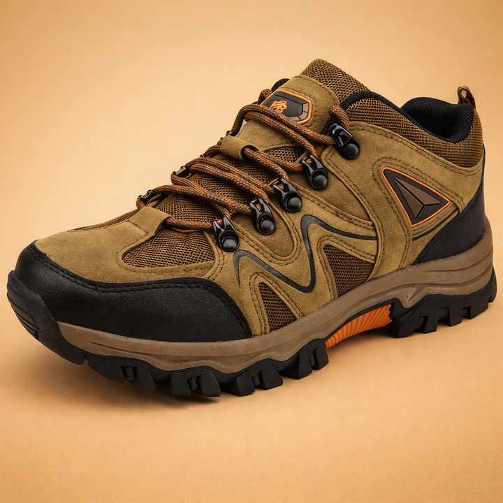 Green men's casual orthopedic walking shoes with strong arch support, offering comfort & durability.