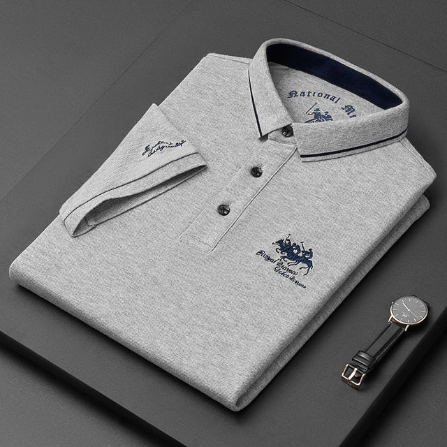 Comfortable men's short sleeve polo shirt. Versatile luxury top for everyday style & casual sophistication.