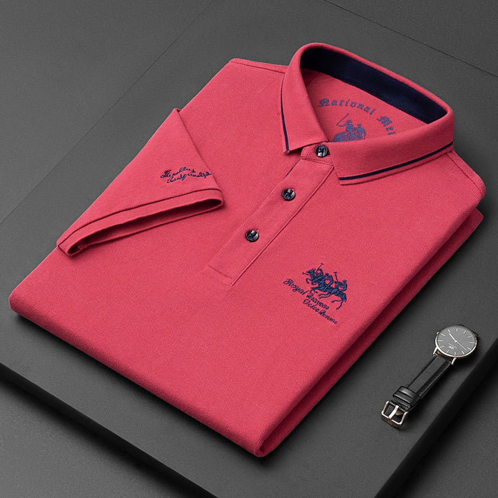 Premium men's classic polo shirt. Luxurious short sleeve top with a comfortable fit for everyday elegance.