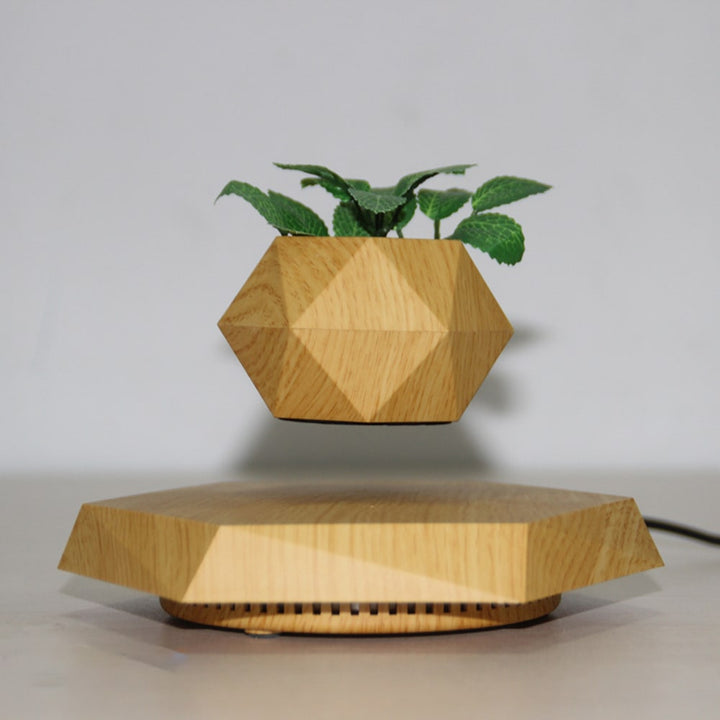 Unique levitating hexagonal planter, a modern floating pot perfect for succulents, air plants & home decor.