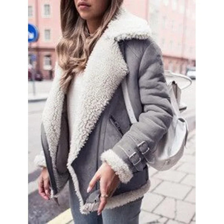 Smart casual women's winter jacket, complete with a stylish belt and practical pockets for everyday wear.