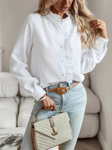 Elegant women's blouse in a modern style, perfect for stylish comfort and versatile fashion. Womens tops.