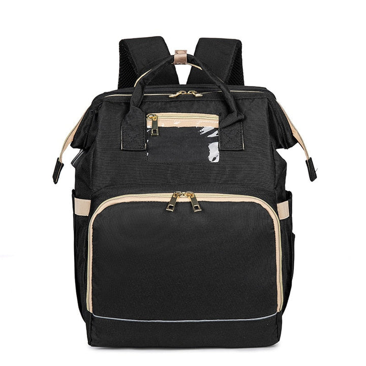Portable baby changing station: convertible nappy backpack with spacious pockets and bassinet.