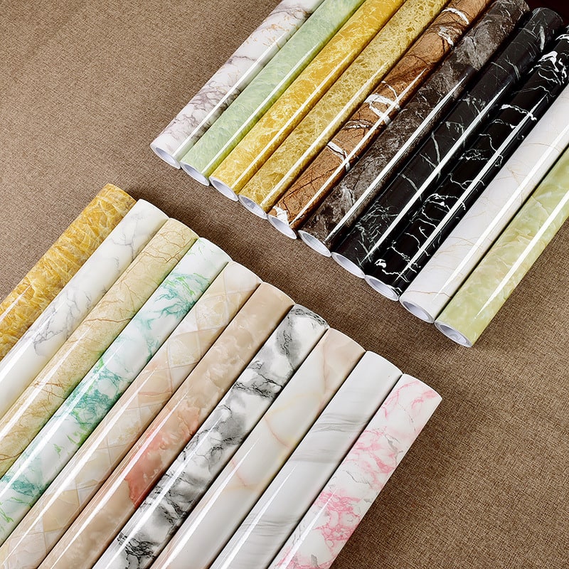 Peel & Stick Marble Contact Paper. DIY decor for countertops, shelves & furniture renovation.