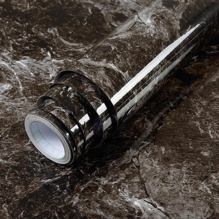 Easy peel & stick marble wallpaper for quick kitchen, bathroom & shelf updates.