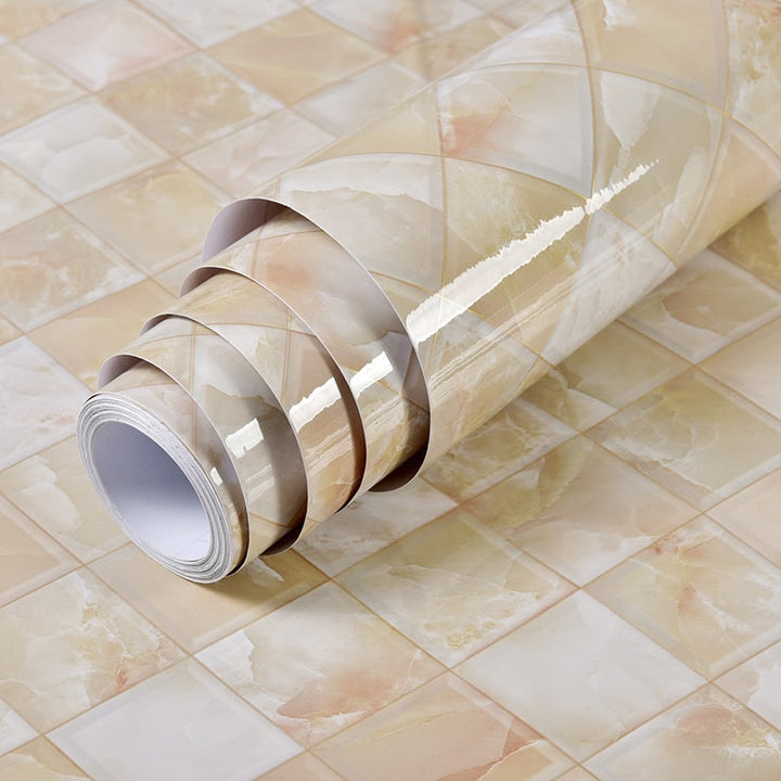 Marble peel & stick contact paper. Ideal for kitchen countertops, cabinet lining & backsplashes.